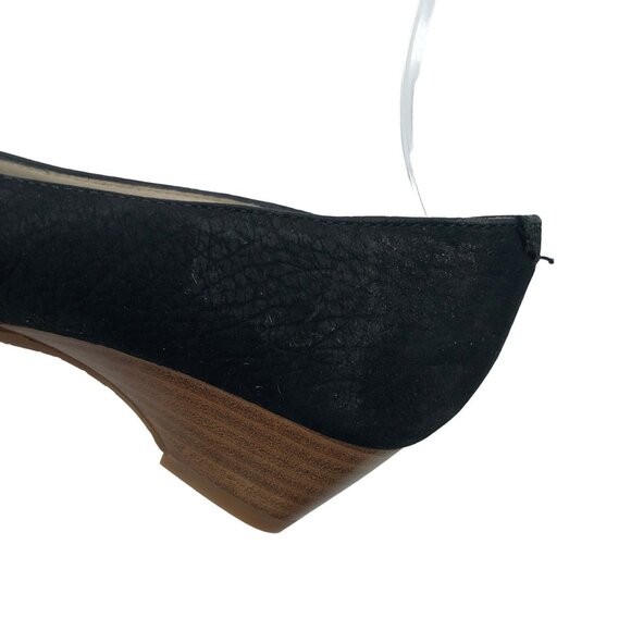 Amalfi by Rangoni Black Peep Toe Wedge Heels Size 6 - Picture 6 of 9